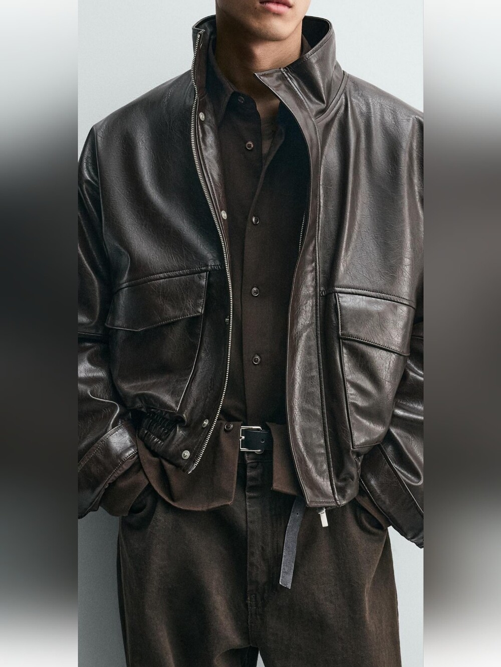 Zara Faux Leather Cropped Jacket - Picture 4 of 11